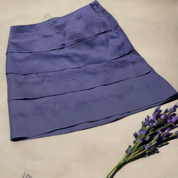 Ann Taylor LOFT  Purple Tiered Side Zip Lined A-Line Skirt - Picture 1 of 9